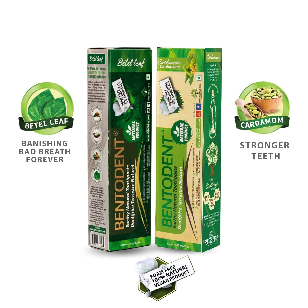 Bentodent Toothpaste - Cardamom & Betel Leaf Pack - bentodent x idonaturals