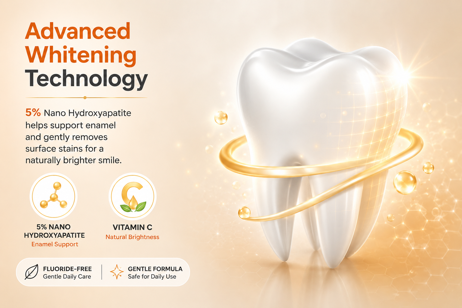 BENTODENT Advance Whitamin, 5% Nano Hydroxyapatite with Bentonite clay , Fluoride Free Nano Hydroxyapatite Toothpaste, Appropriate for Sensitive Teeth - for Adult Oral Care, Fresh Breath, Teeth Whitening 3.5 oz