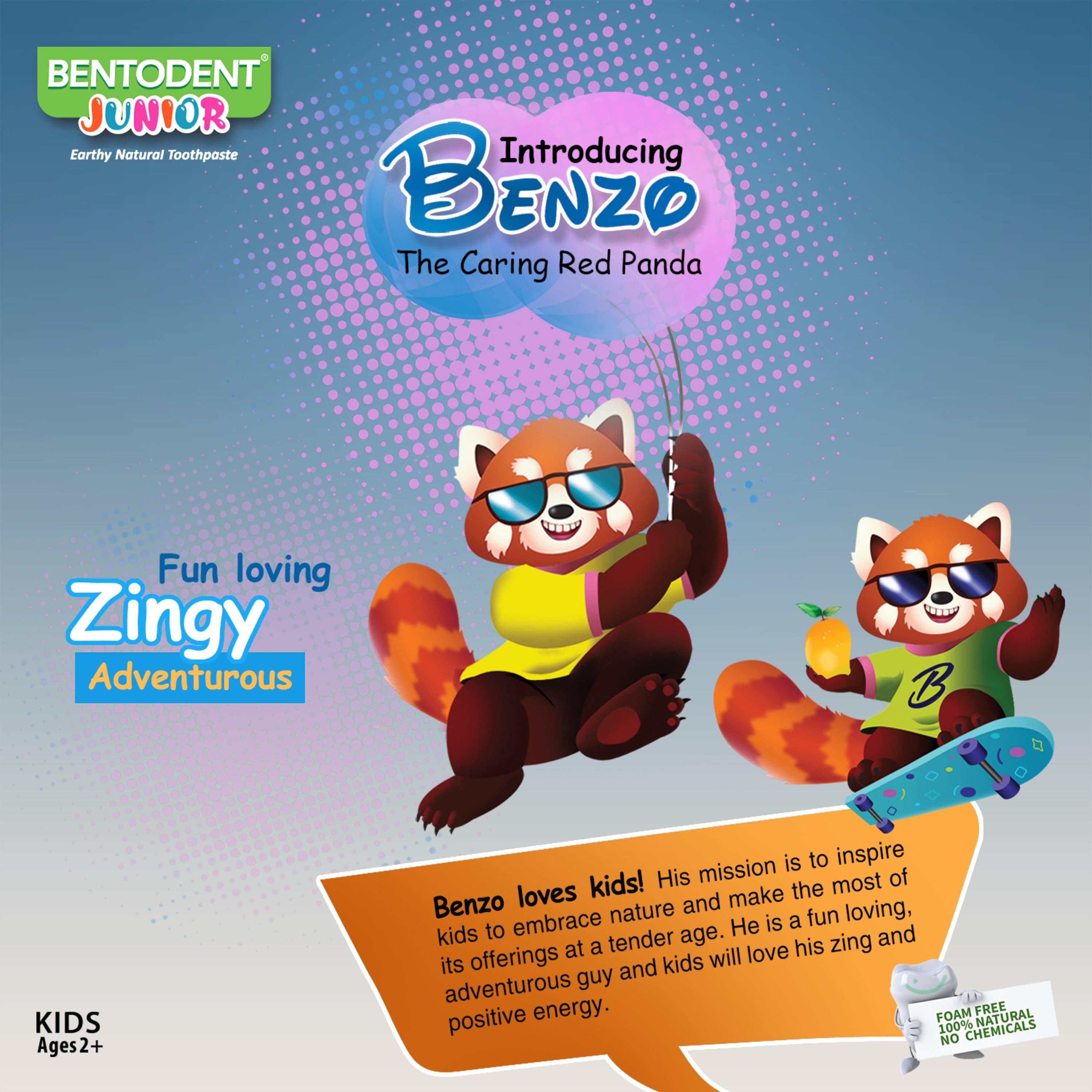 Bentodent Junior Bubbly Burst Toothpaste - Natural &amp; Fluoride Free - bentodent x idonaturals