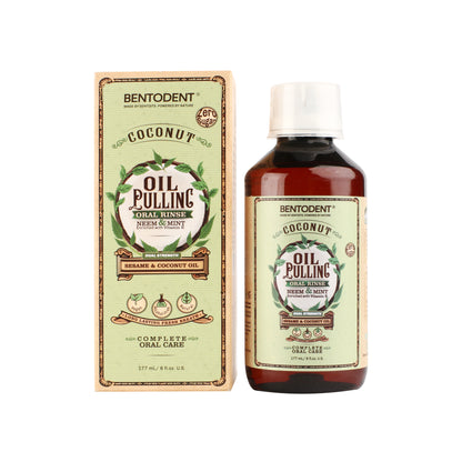 Bentodent Coconut Oil Pulling, Powerful Neem &amp; Mint, Dual Strength of Sesame &amp; Coconut Oil, Oil Pulling rinse for teeth &amp; gums, Zero Sugar &amp; No Alcohol mouthwash for Fresh Breath &amp; Whitening,6 fl. oz.