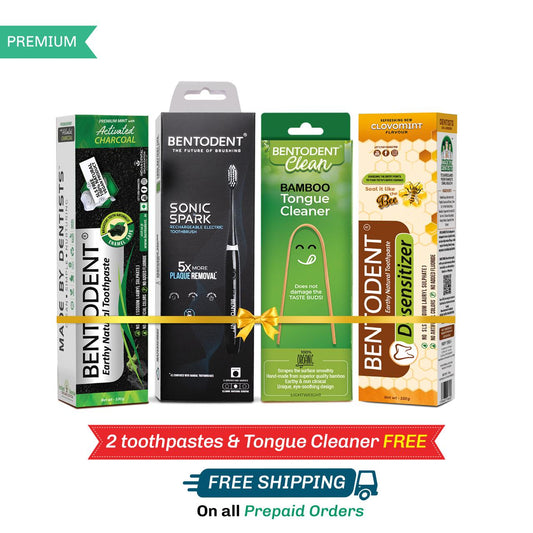 Advanced Rechargeable Electric Toothbrush -Sonic Spark with Free Charcoal, Desensitizer ) and Tongue Cleaner / Pack of 1